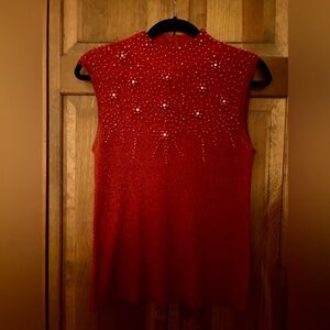 23rdSt Gorgeous Women’s M Y2K Early 2000s Inspired Red Beaded Holiday Blouse Top